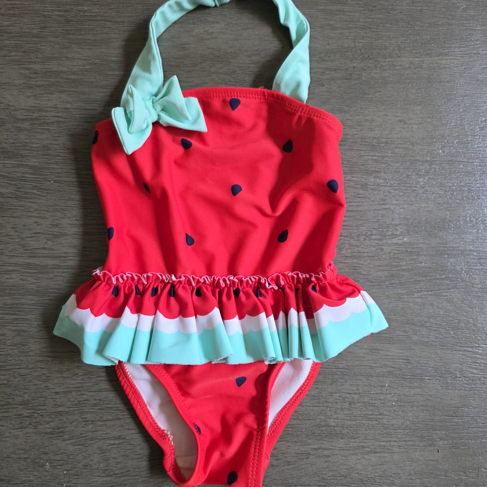 Circo Watermelon Red and Mint Kids Swim One Piece